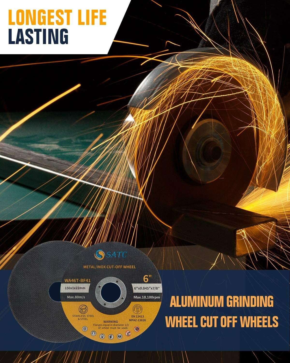 50 Pack 6" x .045" x 7/8" Cut-Off Wheel Stainless Steel INOX Metal Cutting Disc