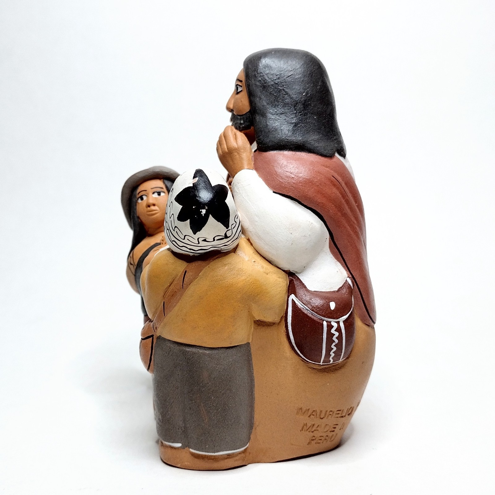 Vtg Peruvian Terracotta Storyteller Jesus w/Children 4" Clay Figurine Maurelio H