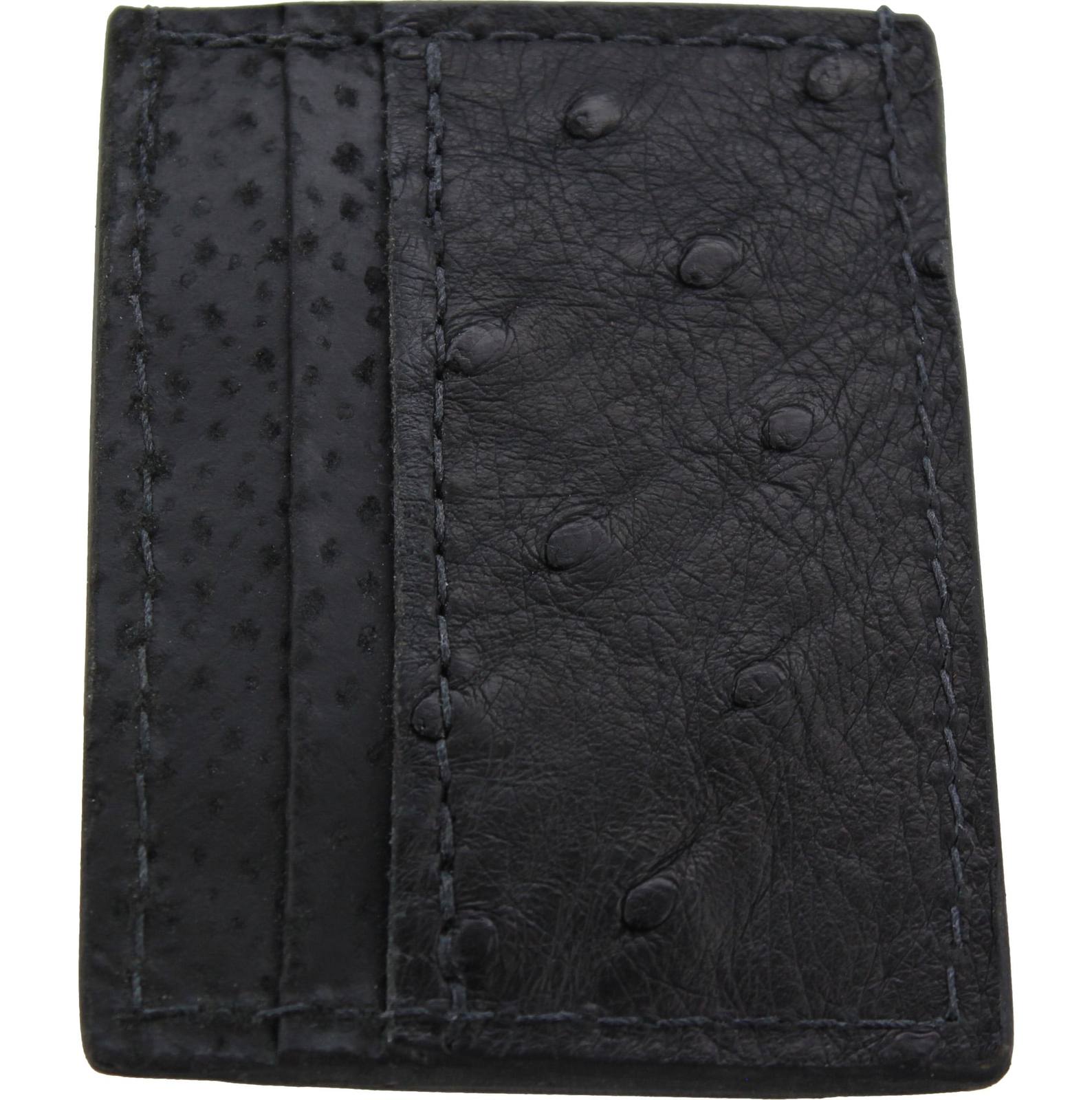Black Ostrich Money Clip Wallet With Credit Card Slots Quality USA Handcrafted