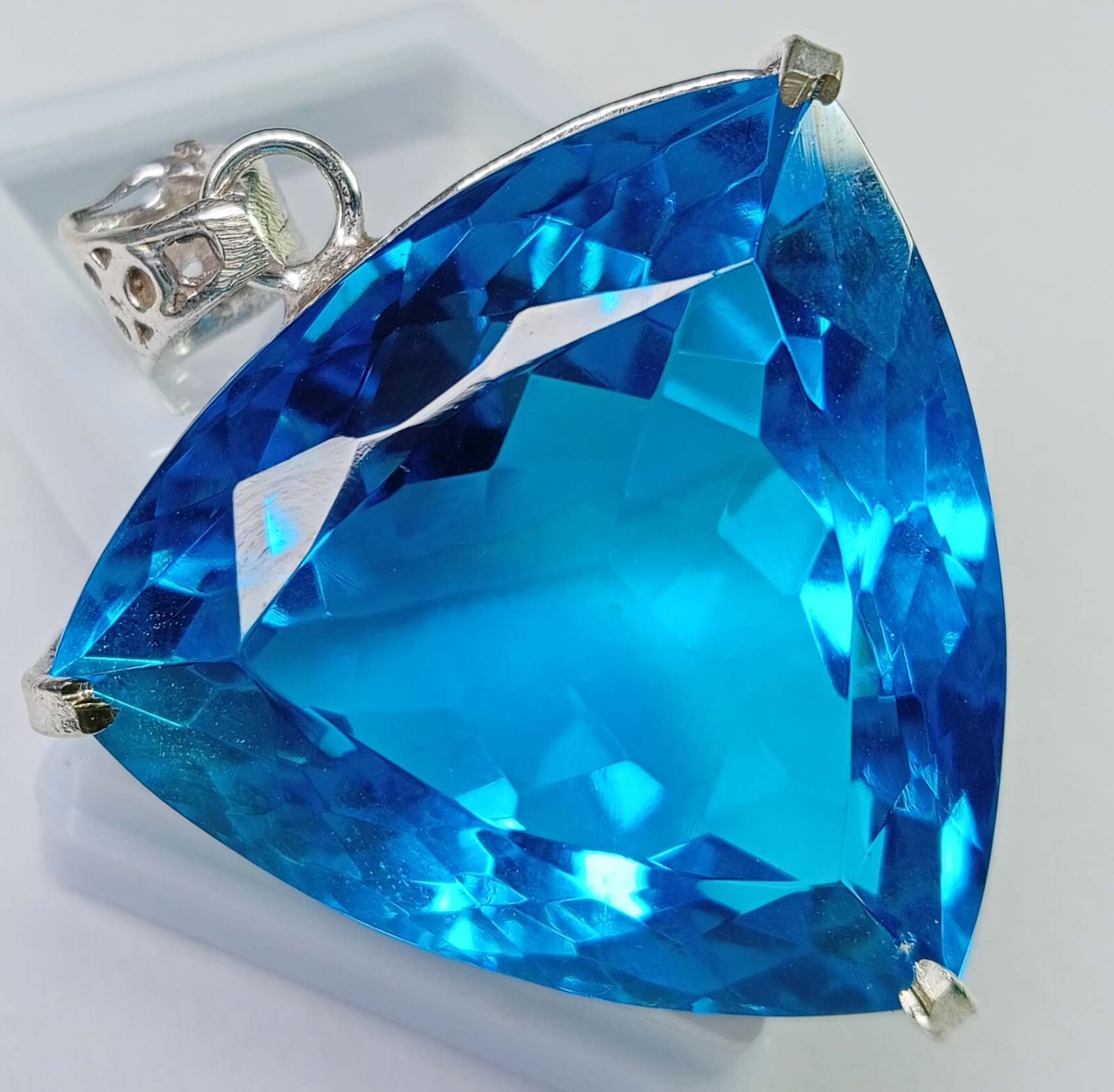Trillion Cut 122.40 Ct Blue Topaz Pendant Natural Gemstone EGL Certified PD038