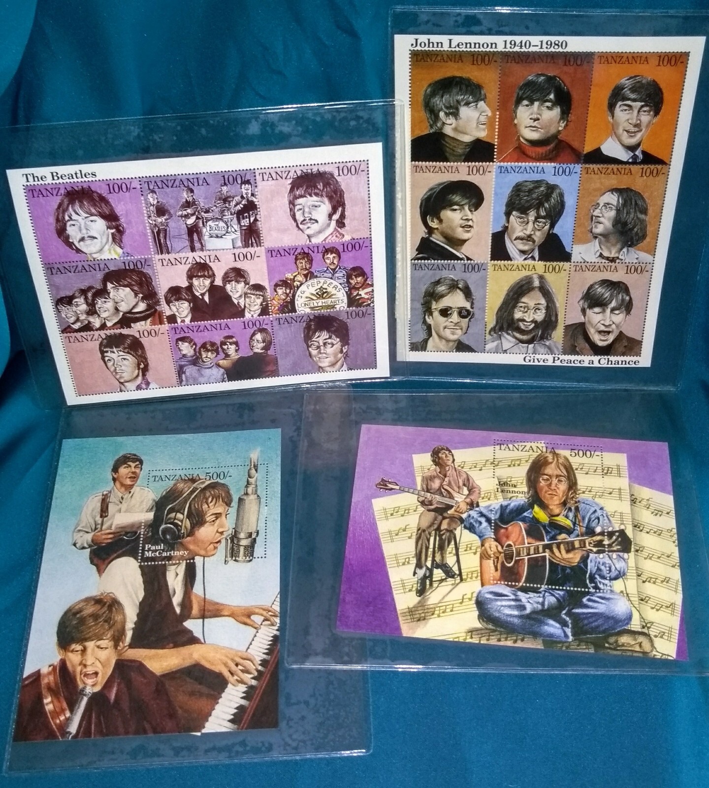 Beatles Stamps Rare NM CoA International Collector's Society - Tanzania Stamps