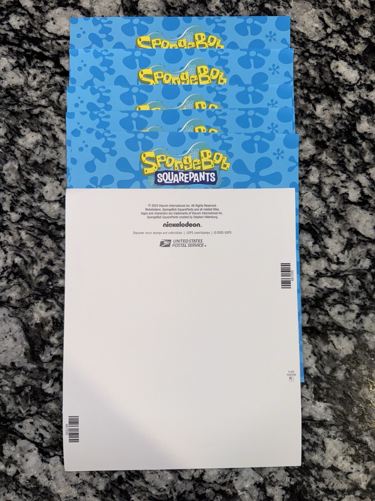 2025 USPS SHEET OF 16 FIRST CLASS LETTER STAMPS SPONGEBOB SQUAREPANTS 78¢