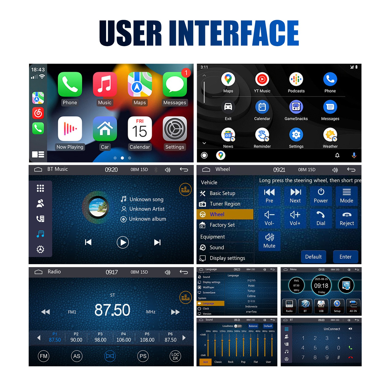 Single 1 Din Car Stereo Apple CarPlay 7" Touchscreen Bluetooth Radio SWC USB FM