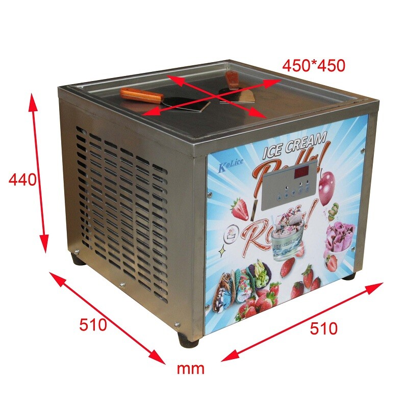 Countertop 45x45cm (18"x18") single square pan fried yogurt ice cream machine