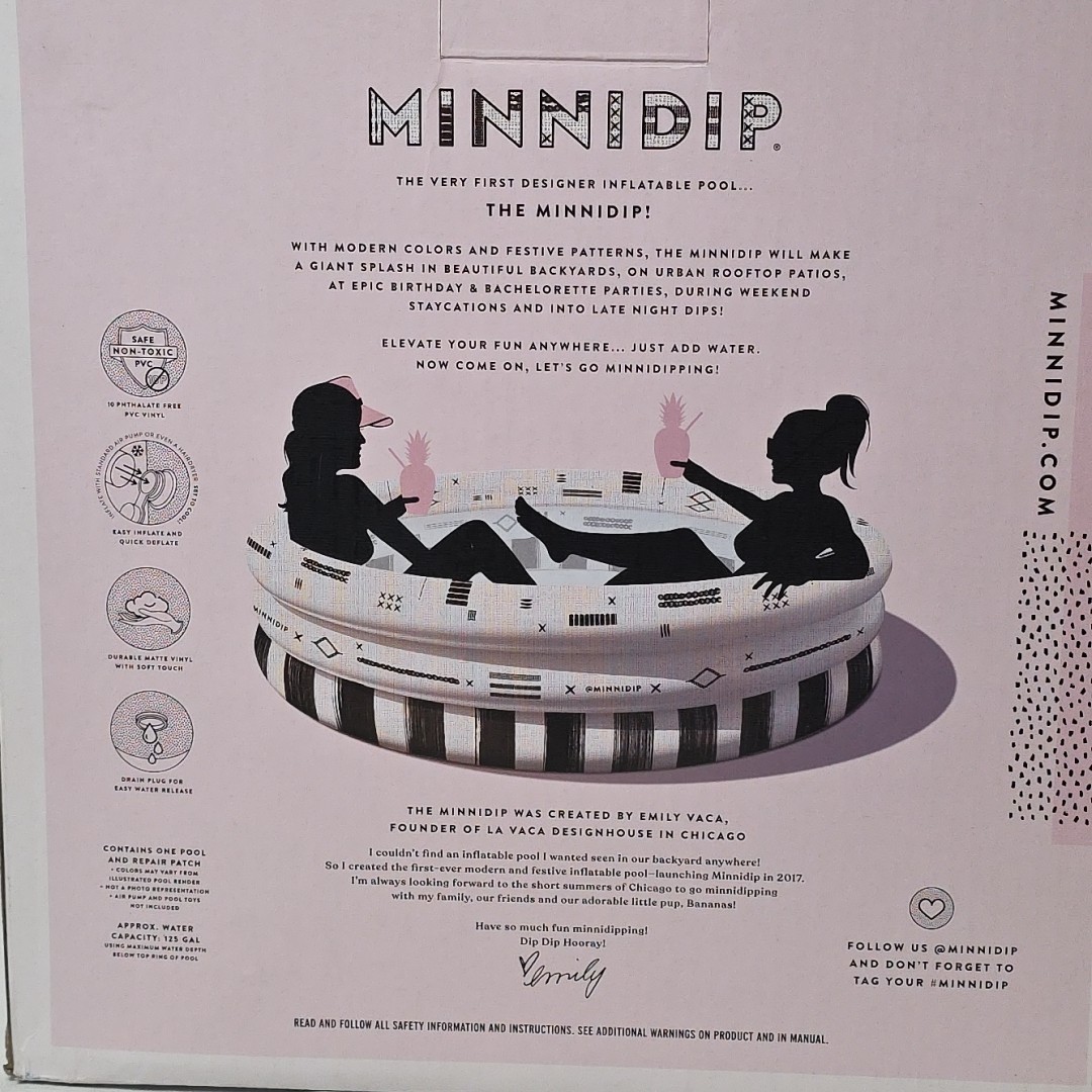 LA VACA MinniDip Totally Whoaven Inflatable Adult Kiddie Pool 5.5.FT W x 1.5FT H