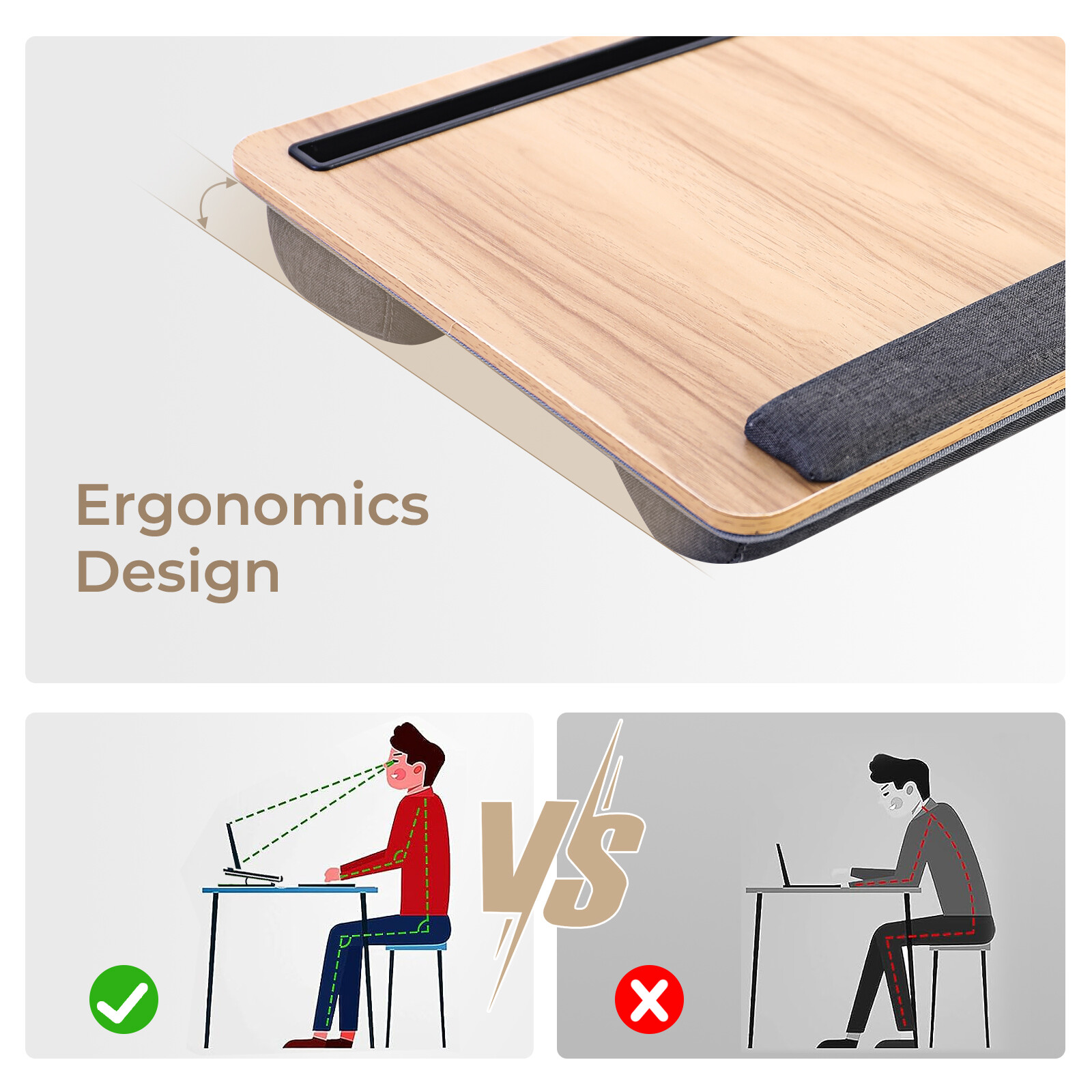 Lap Desk Table Laptop Cushion Bed Tray Cushioned Computer Tablet Support