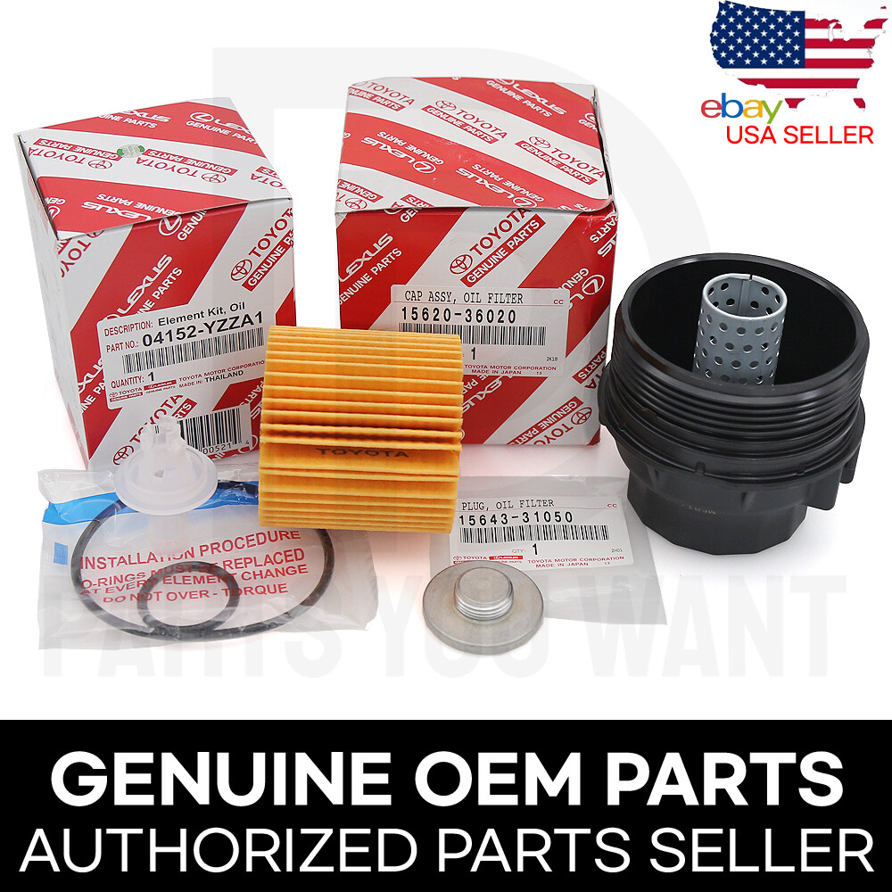 GENUINE OEM Lexus Toyota Engine Oil Filter + Housing Holder + Drain Plug Cap SET