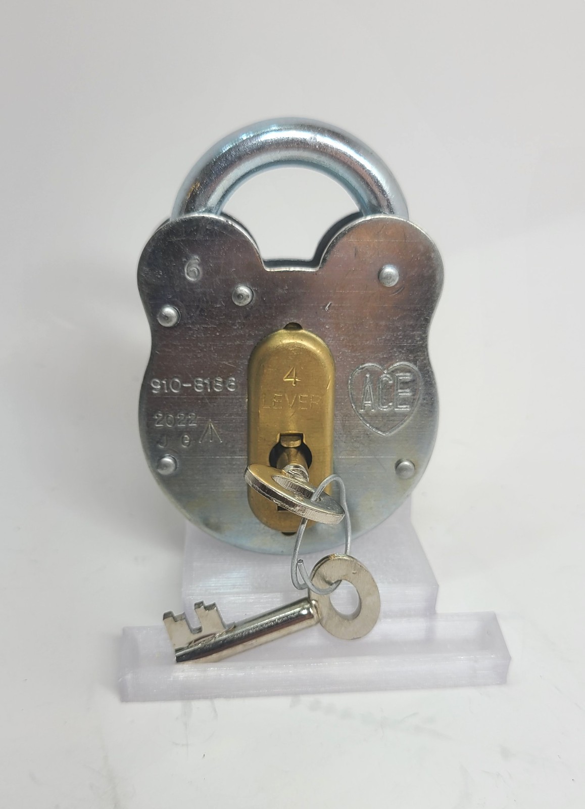 NEW ACE 4-Lever Padlock with 2 Keys - Heavy Duty Steel Security Lock