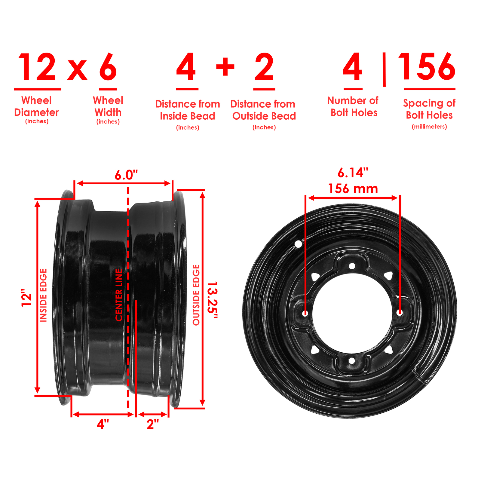 Front Wheel Rim For Polaris Sportsman 600 2003-2005 / Sportsman 700 2004-2007