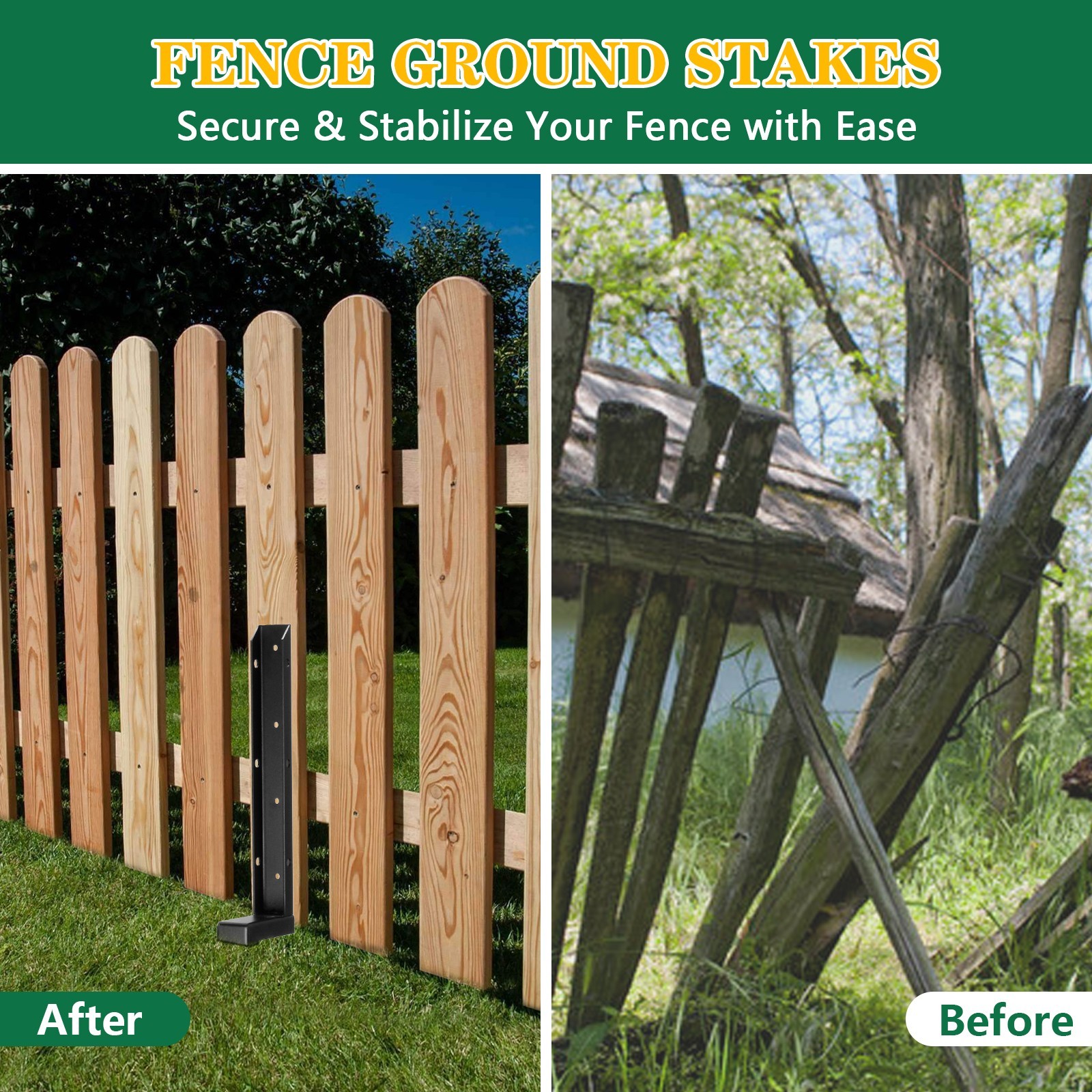 Fence Post Repair Kit Fence Post Anchor,Fence Post Spikes&Brackets, Fence Stakes