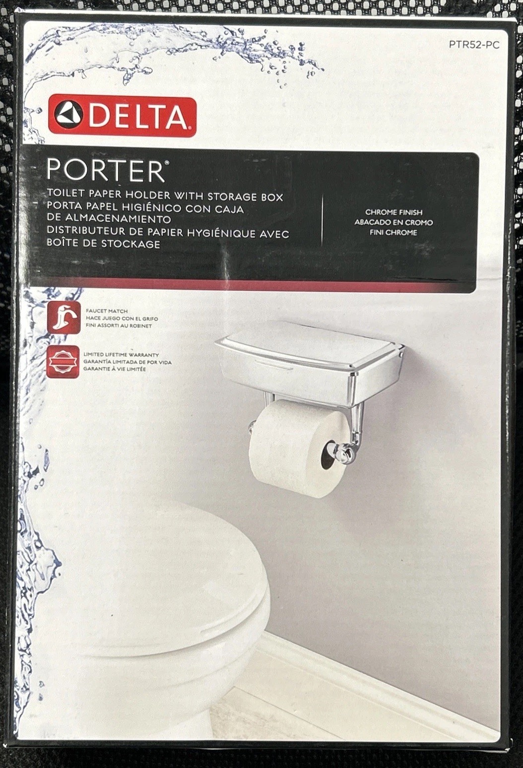 Delta Toilet Paper Holder with Hidden Wipes Storage – Chrome Bathroom Fixture