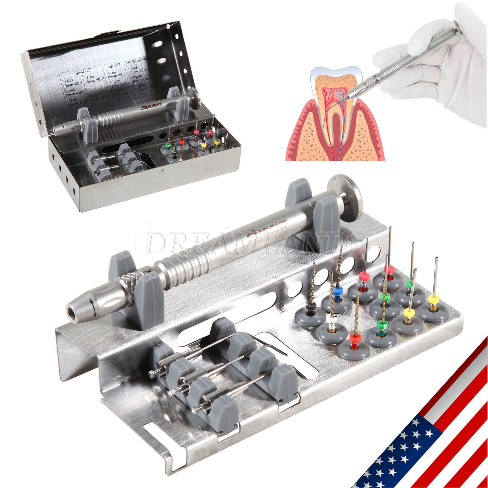 Dental Broken File Extractor Endodontic File Removal System Kit Endo Root Canal