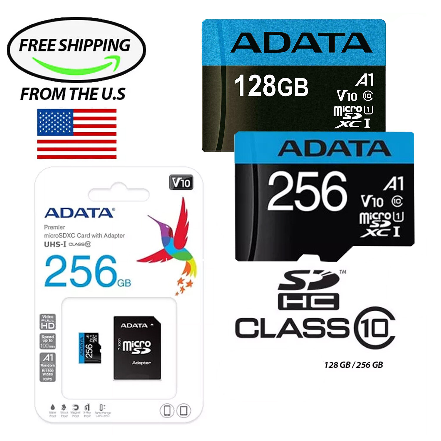 1/5/10pcs Micro SD Card 128GB 256GB TF Memory Class 10 Fast 100MB/s HD US Lot