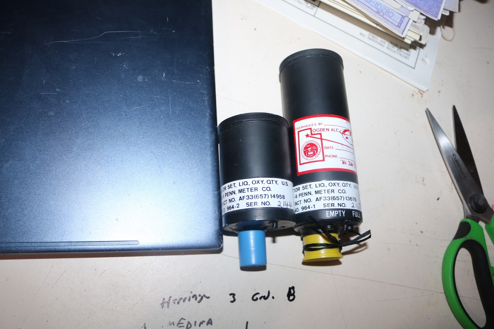 Exc cond. F-4 Phantom liquid oxygen gauge set (2) P/N A/A24J-4 964-1 AND 964-2