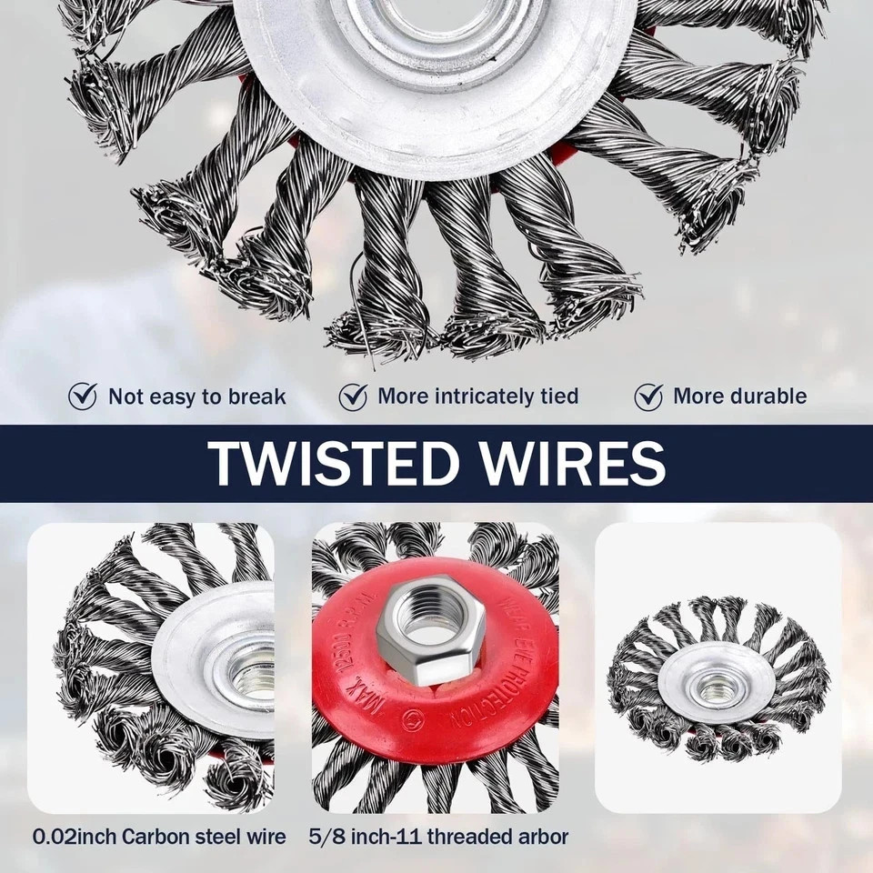 3 Pack Wire Wheel Brush for Angle Grinder, 4 Inch Angle Grinder Wire Wheel, W...