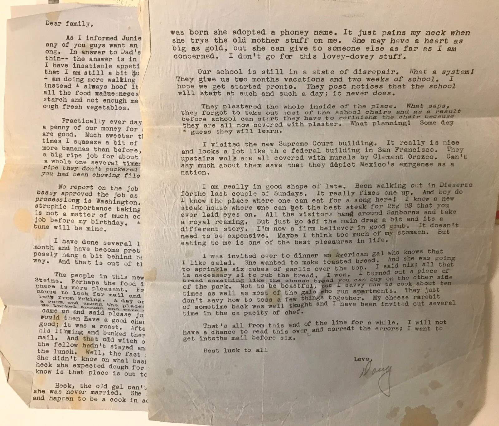 1941-42 Mexico Personal Letters Lot to US w/ Postal Covers incl. Examined