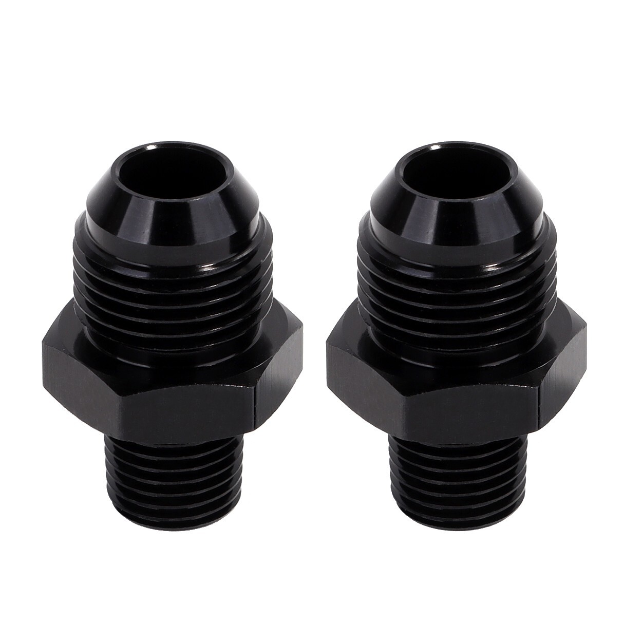 3/8" NPT to 6AN Fitting Male Straight Fittings Adapter Aluminum Black 2Pcs