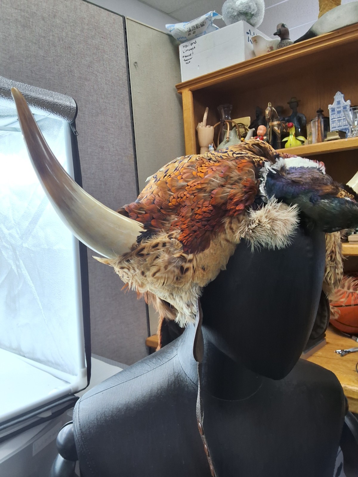 Novelty Taxidermy Leather Pheasant Viking Bomber Hat