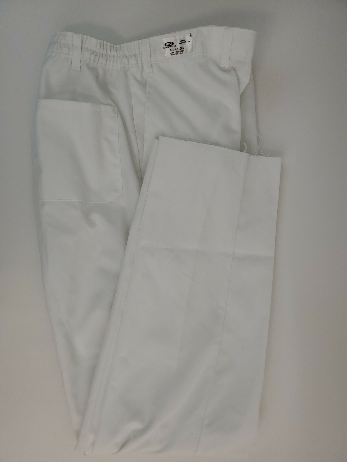 Hospitality Hotel Chef Pants White Unisex Waist 40-41 OB Zipper Flat Front