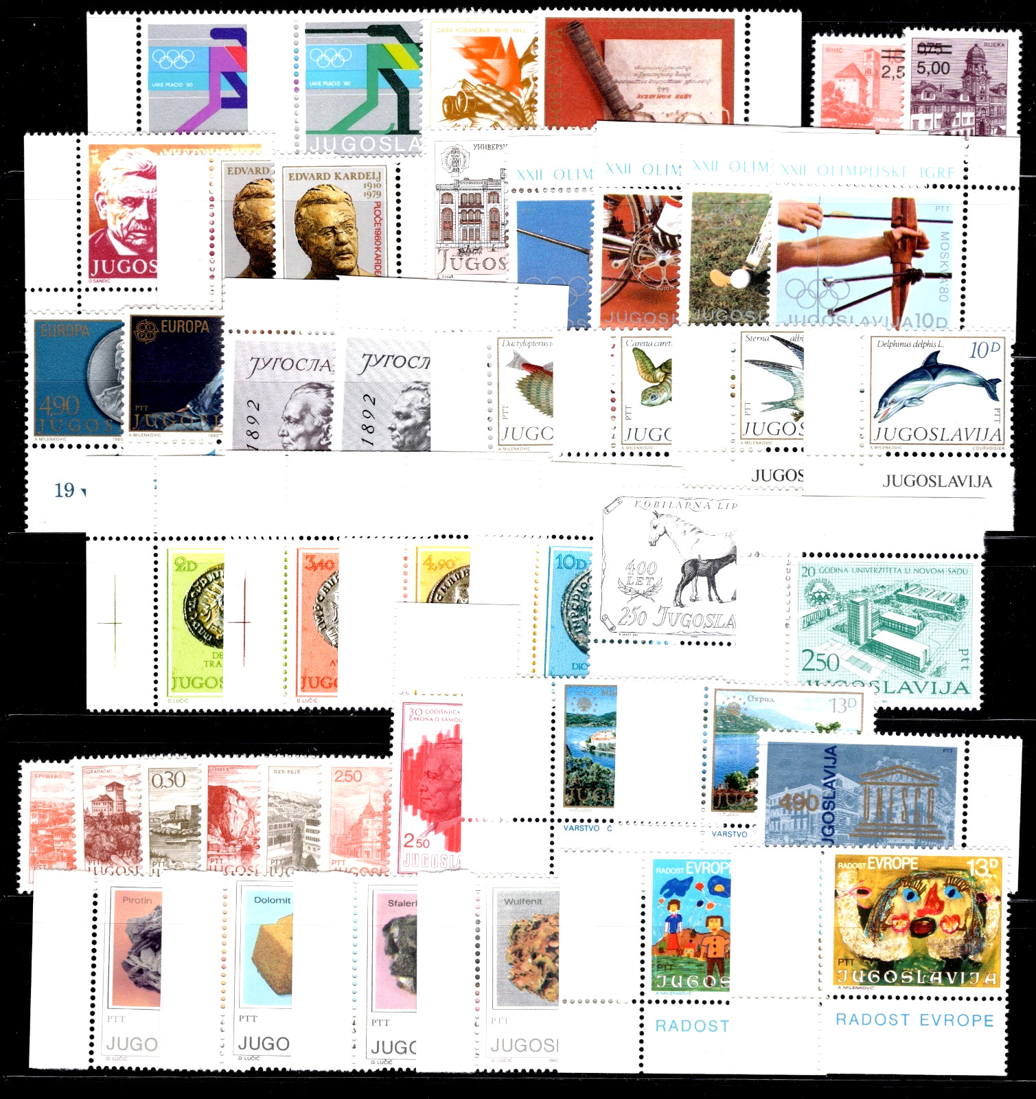 Yugoslavia Sc#1457/RA64, 1980 Collection:  60+ Stamps Mint NH OG