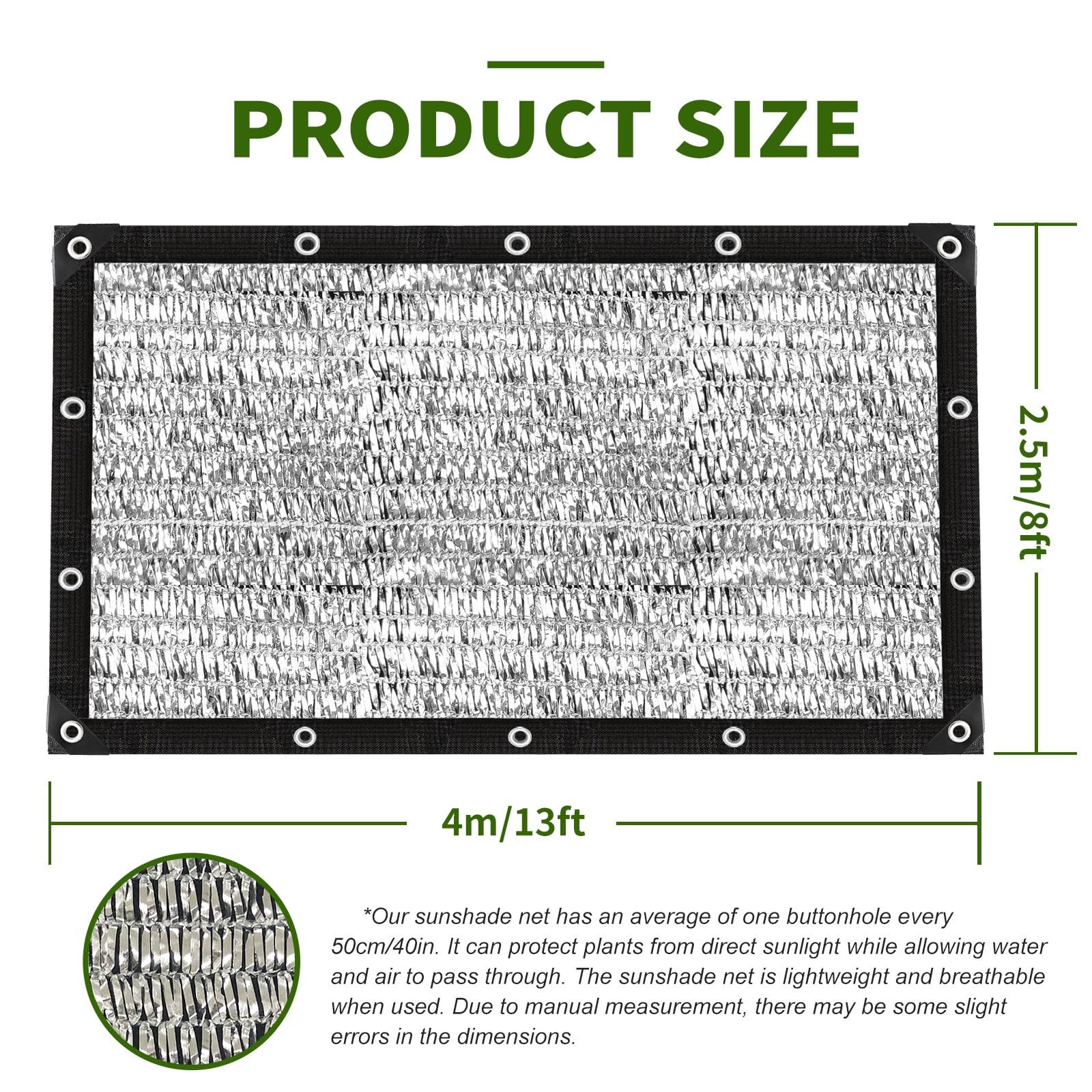 BXAEYIPOR Shade Cloth-80% Aluminum Sunblock Neting,Durable Mesh Tarp with Gromme