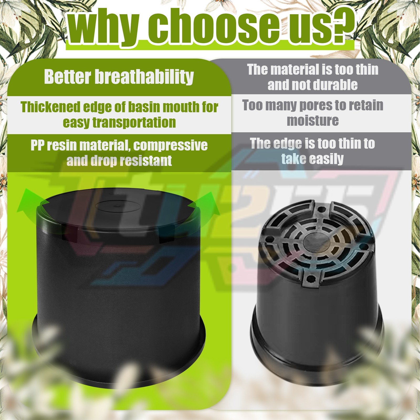 10 PCS 10 Gallon Premium Plastic Garden Plant Nursery Pots Heavy Duty