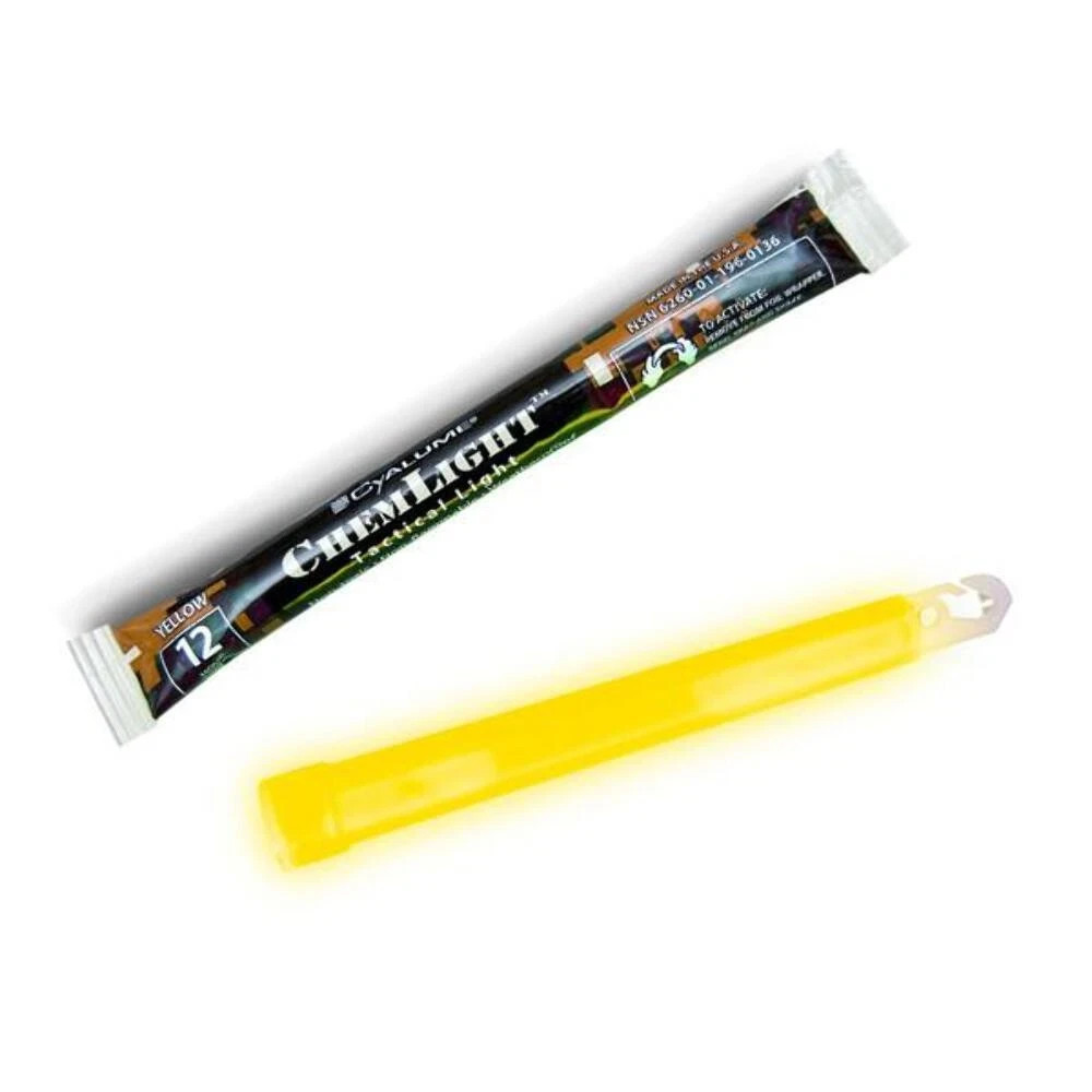 Cyalume 6" Tactical ChemLight - YELLOW, 12 Hour (10-Pack) Expire 08/2027
