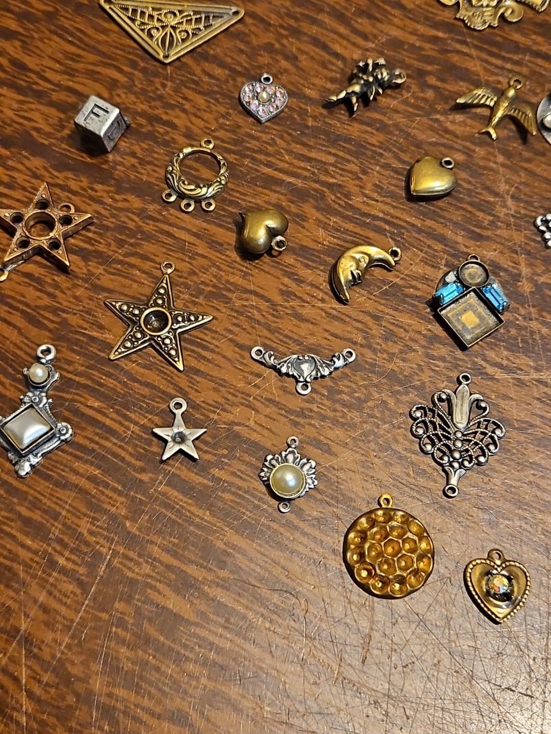 Lot Of 50 Mixed Parts Pcs France Vintage 60s Brass Stampings Findings Jewelry 20
