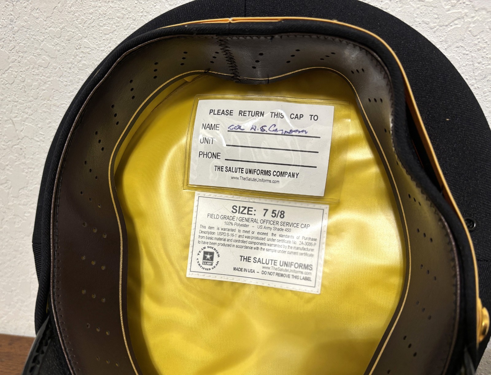 ORIGINAL US ARMY BLUE UNIFORM OFFICERS VISOR CAP - SPECIAL FORCES - COLONEL - XL