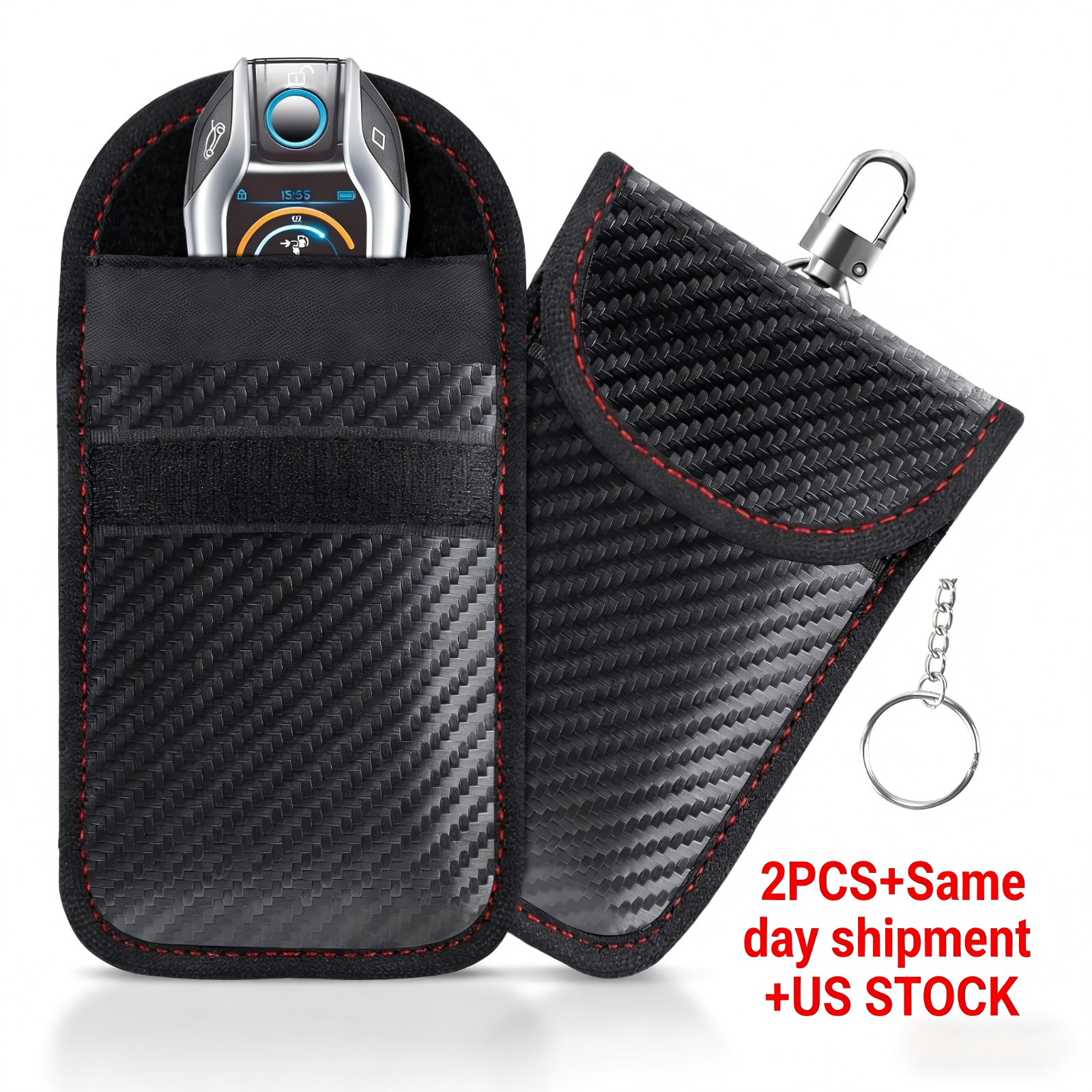 2PCS Key Fob Faraday Bag Car RFID Signal Blocker Anti-Theft Protector Pouch