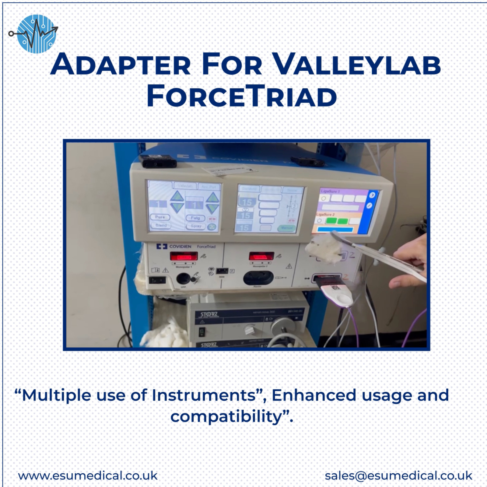 Connector for ForceTriad -Adapter for all Ligasure™ instruments/multiple times