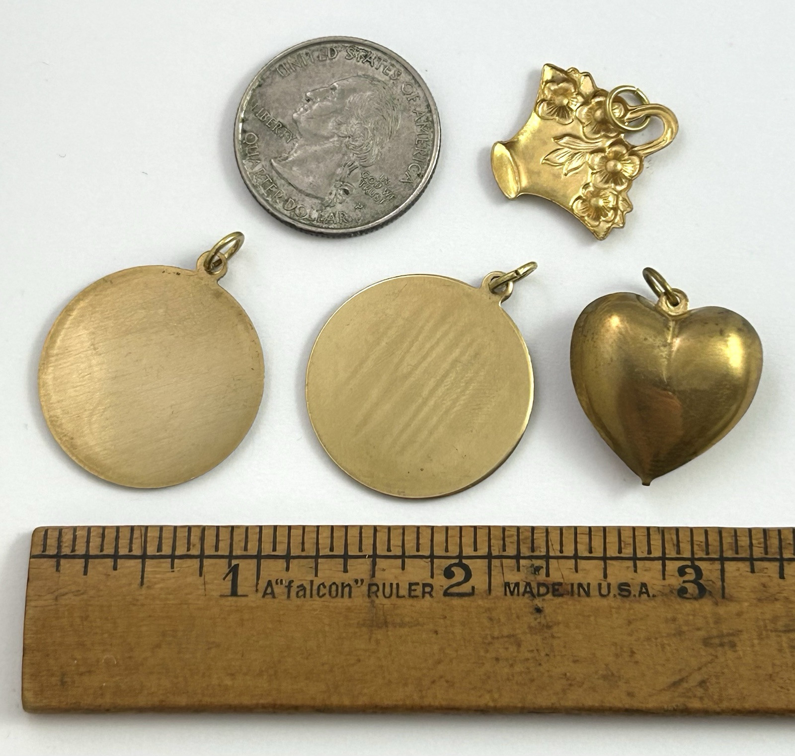 Vintage Charm Lot MOTHER LOVE Vintage Jewelry Brass Pendant AS IS TARNISHED