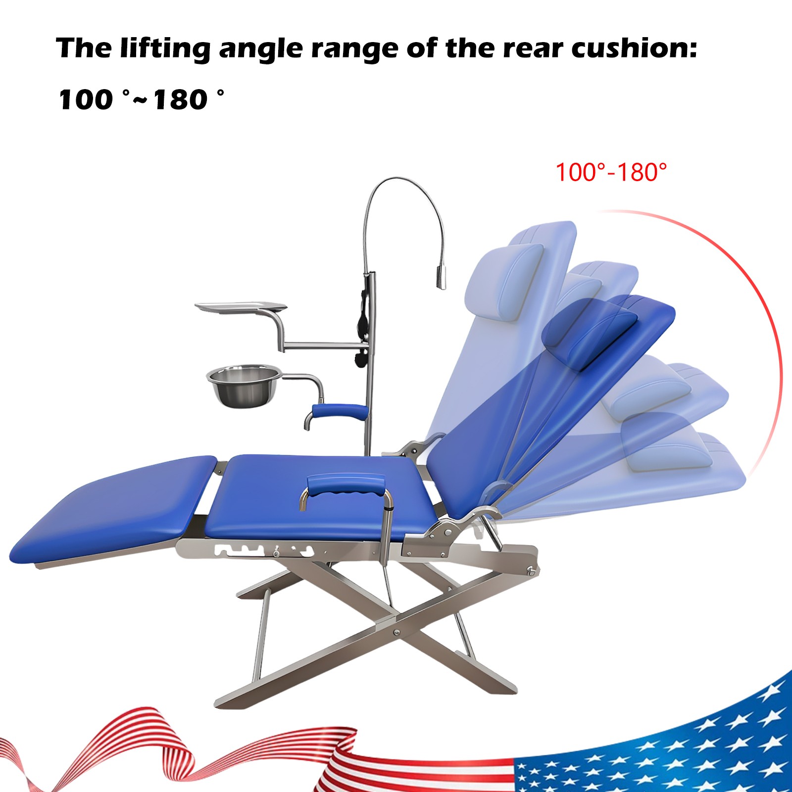 Silla portátil Dental+cubo de saliva + LED unidad dental portatil