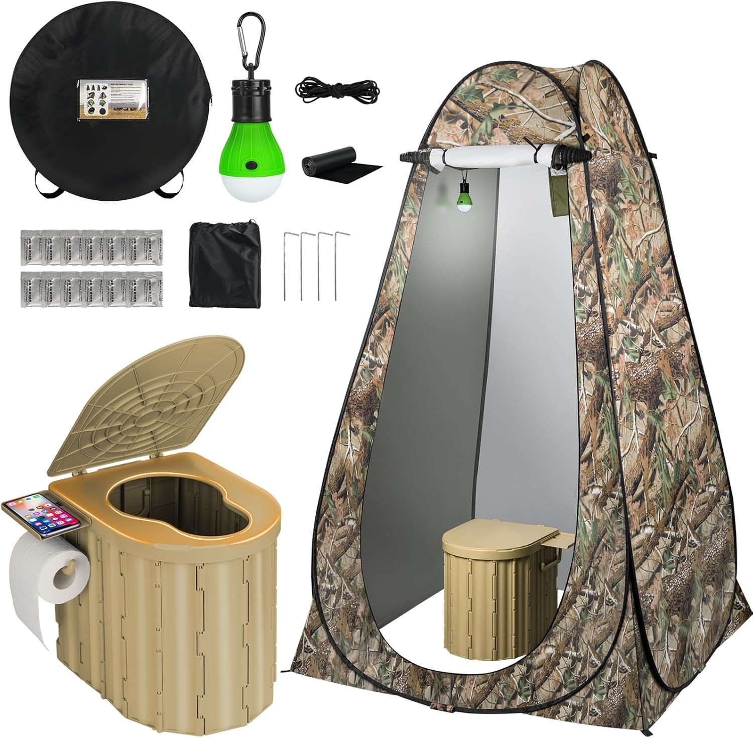 Portable Potty Toilet with Pop-Up Privacy Tent Outdoor Camping Travel Mobile US