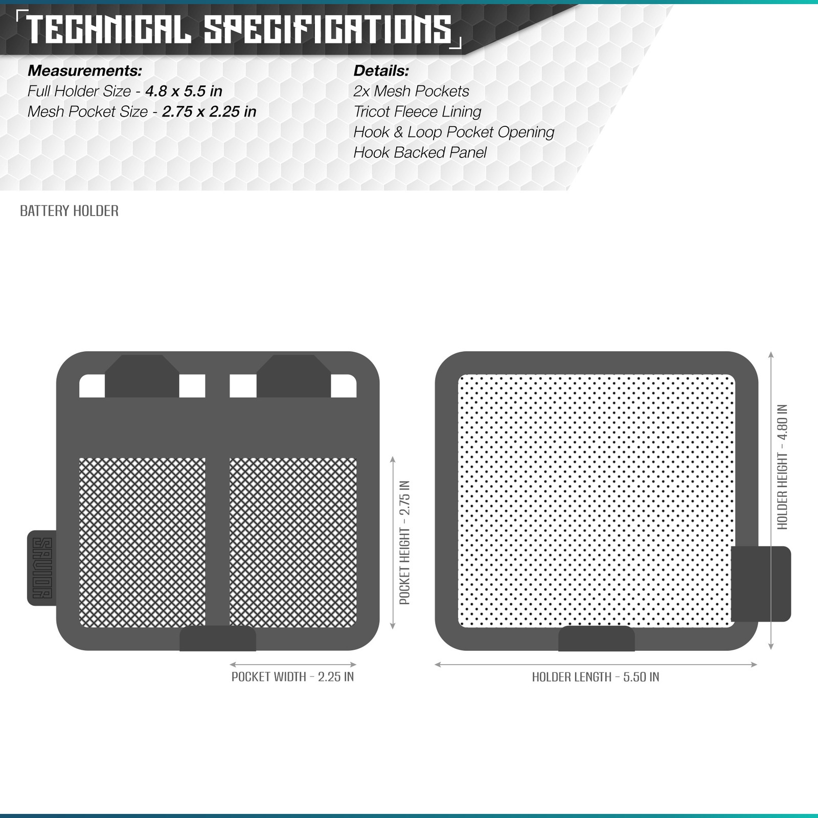 [MESH POCKET] Tactical Battery Pouch For Pistol Flashlight/Night-Vision/Ear Muff