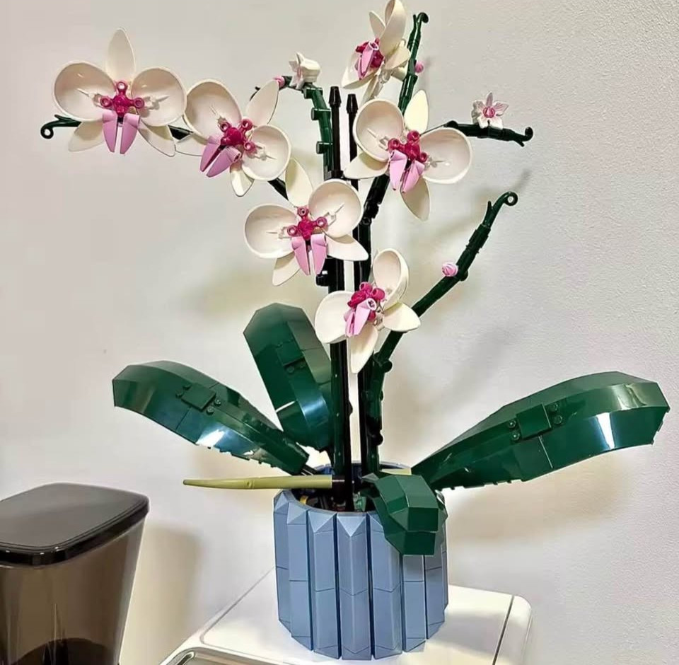 Botanicals Orchid - Artificial, Fake Indoor Flowers Building Set for Home, Kitch