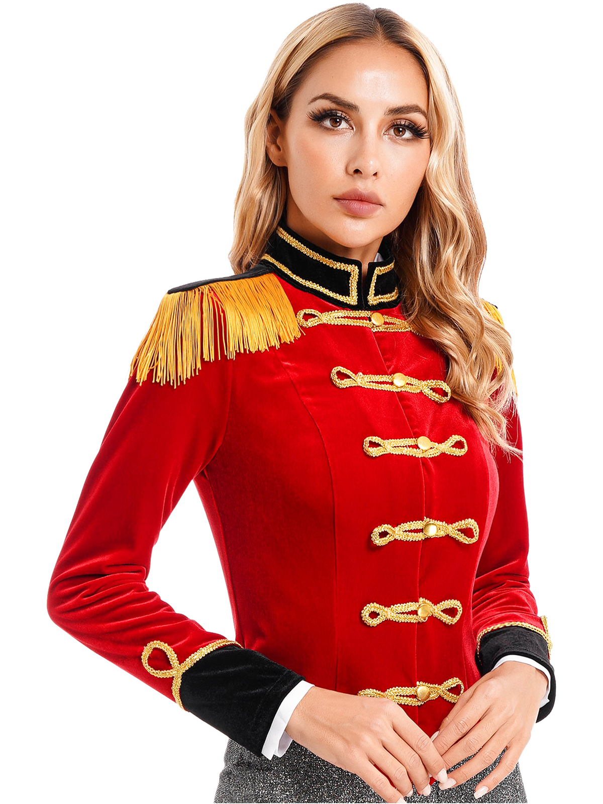 YiZYiF Women Circus Ringmaster Costume Long Sleeve Jacket Coat Halloween Cosplay