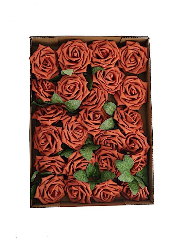 24 TERRACOTTA 5" FOAM ROSE Flowers Stems Party Wedding Events Decorations
