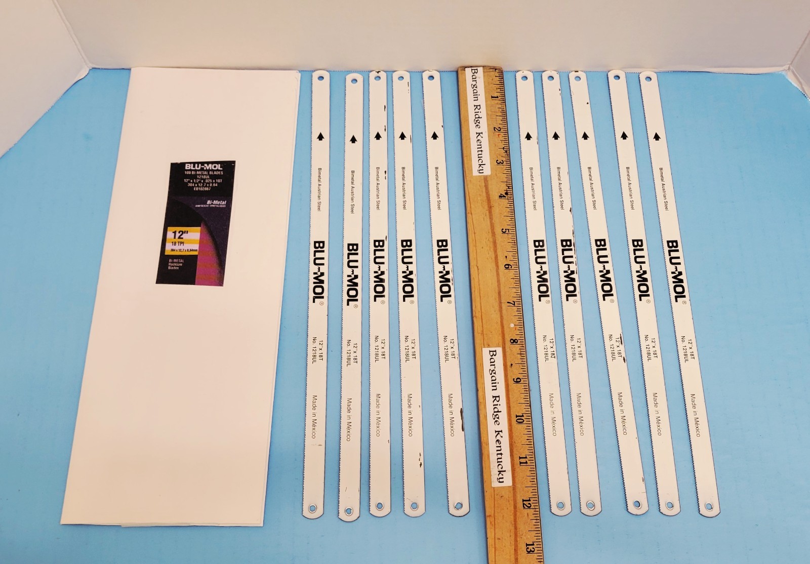 10 PK BLU-MOL HACKSAW BLADES 12" x1/2"x.025x18T Bi Metal Austrian Steel #1218UL