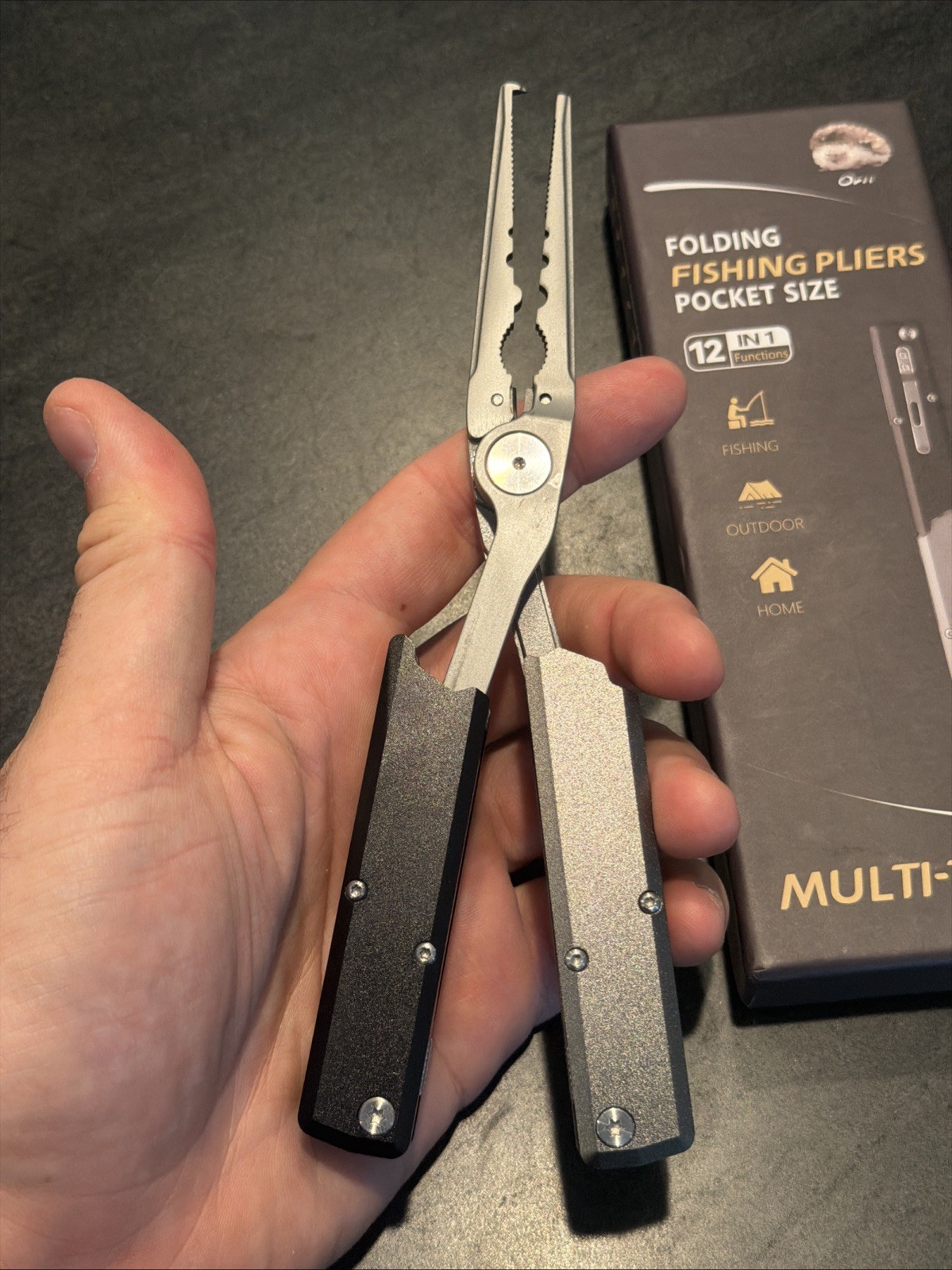 12-in-1 Pen-Sized Folding Fishing Pliers, Marine-Grade Stainless Steel Profes...