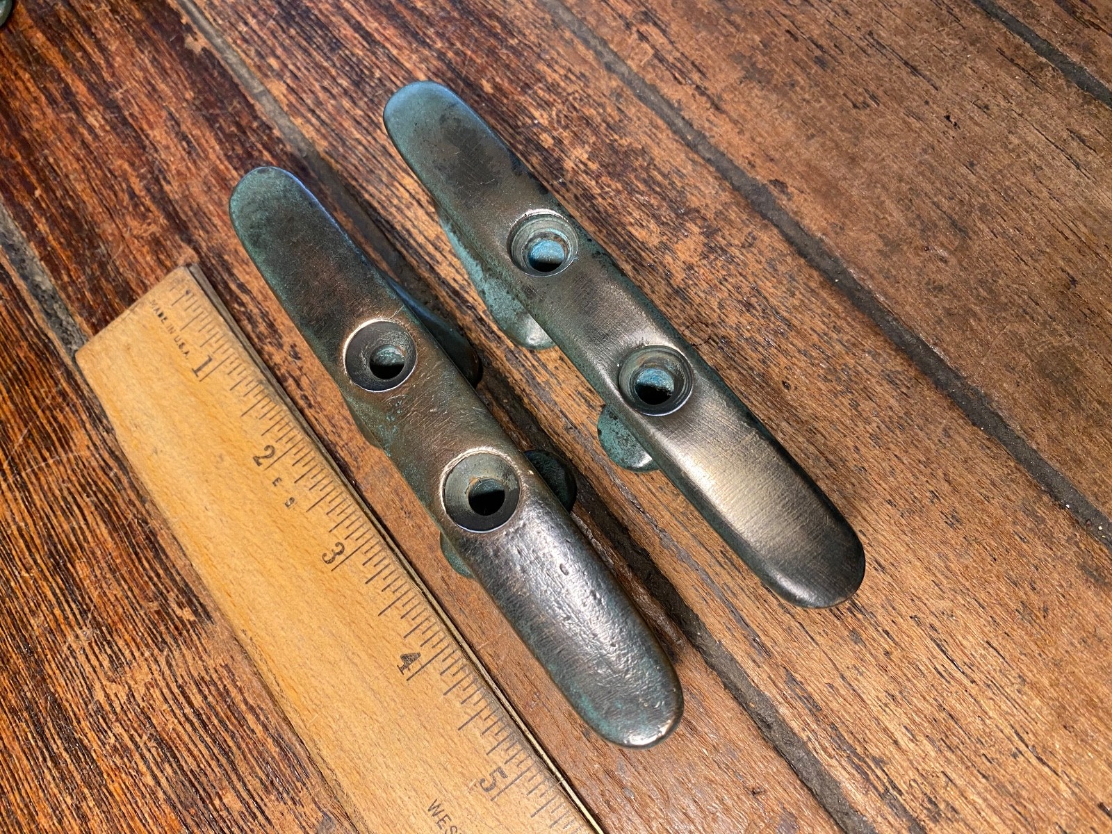 Pair of Vintage Bronze 5" Jam Cleats PATINA! (2 pairs available)
