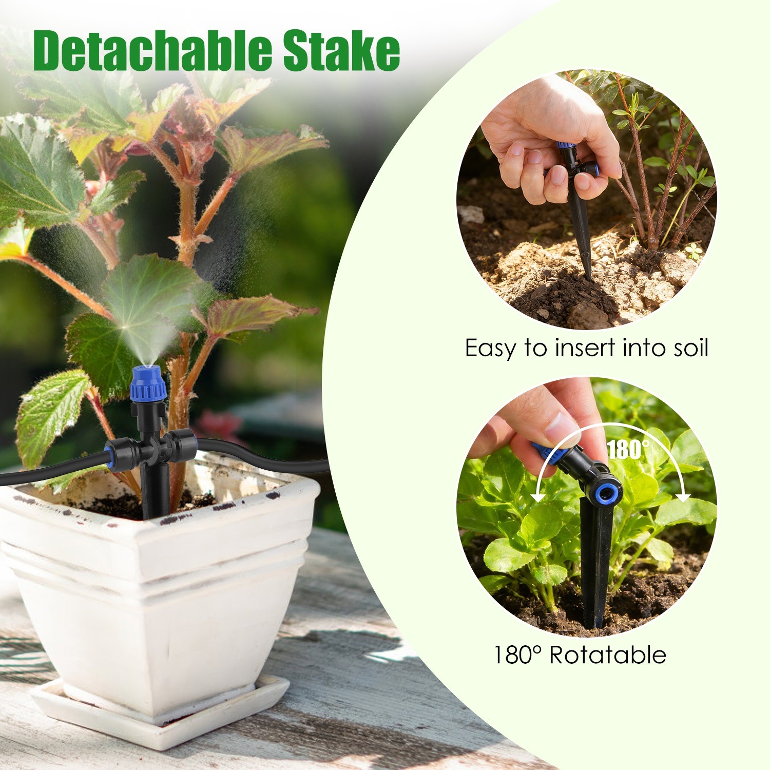 75FT Automatic Watering System Mist Drip Irrigation System Garden Lawn Watering