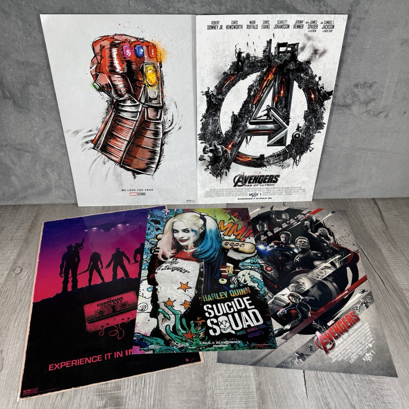 Lot of 5 Movie Promo Posters; Avengers Age of Ultron, Suicide Squad, Guardians