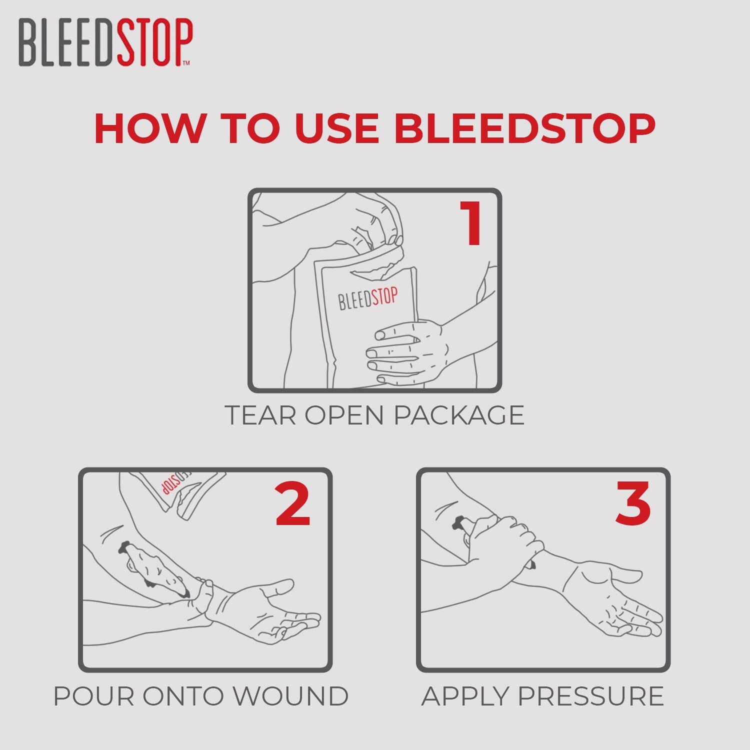 BleedStop™ First Aid Powder for Blood Clotting, Trauma Kit - 5 PK (15g) Pouches