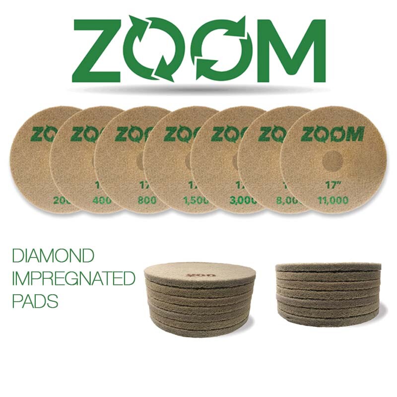 ZOOM DIAMOND IMPREGNATED PADS 17" Floor Polishing Pads Multi Surface and Grit