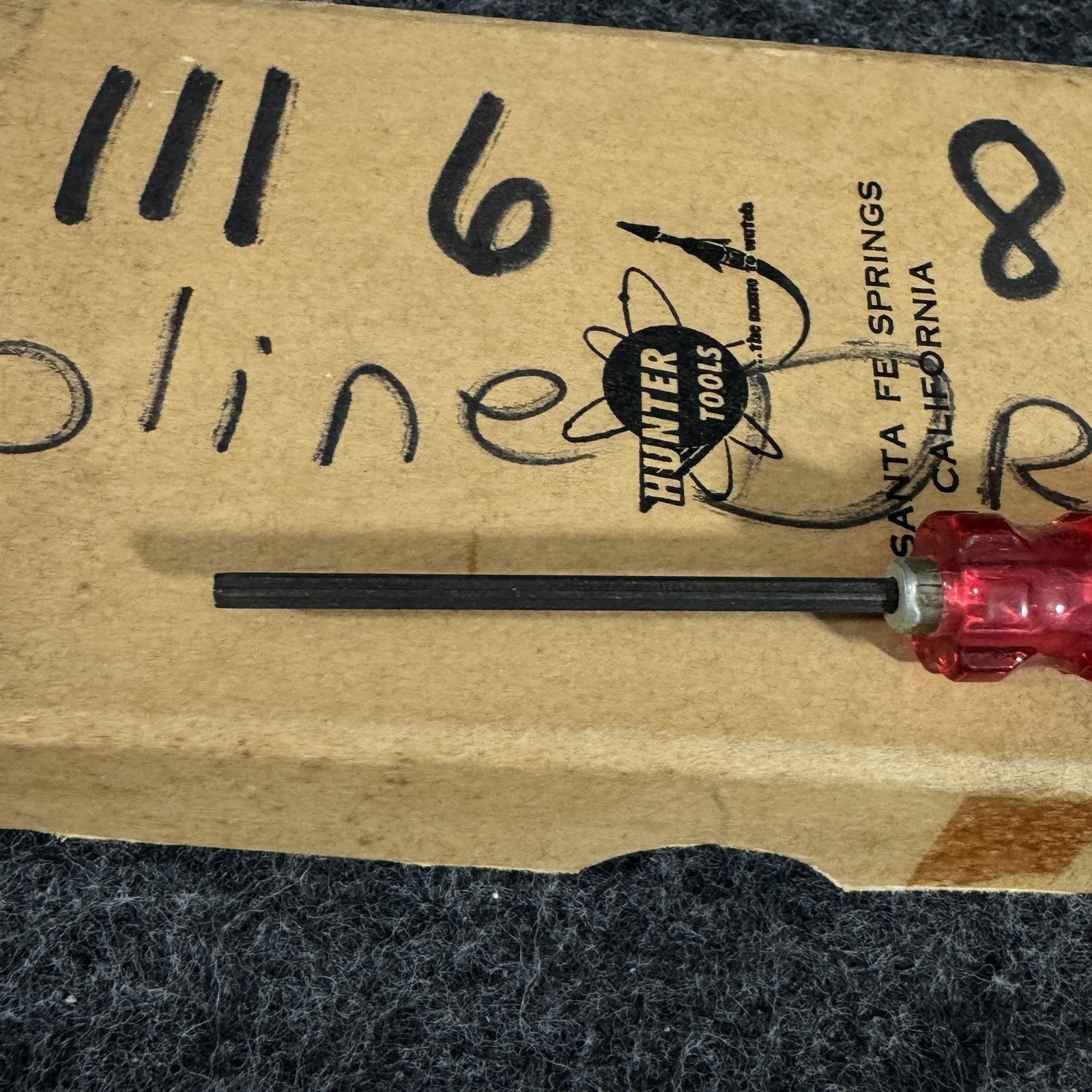 1 NOS Hunter Tools Bristol Spline Driver S .111 #8E 6 Flute Screwdriver No Box