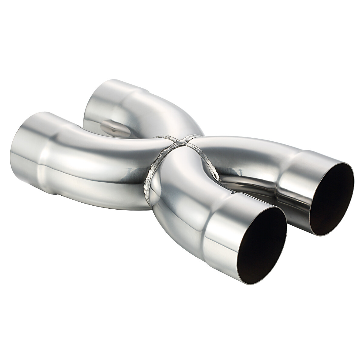 Welded X Pipe 3" Dual Inlet/Outlet Polished Exhaust X Pipe Stainless Steel