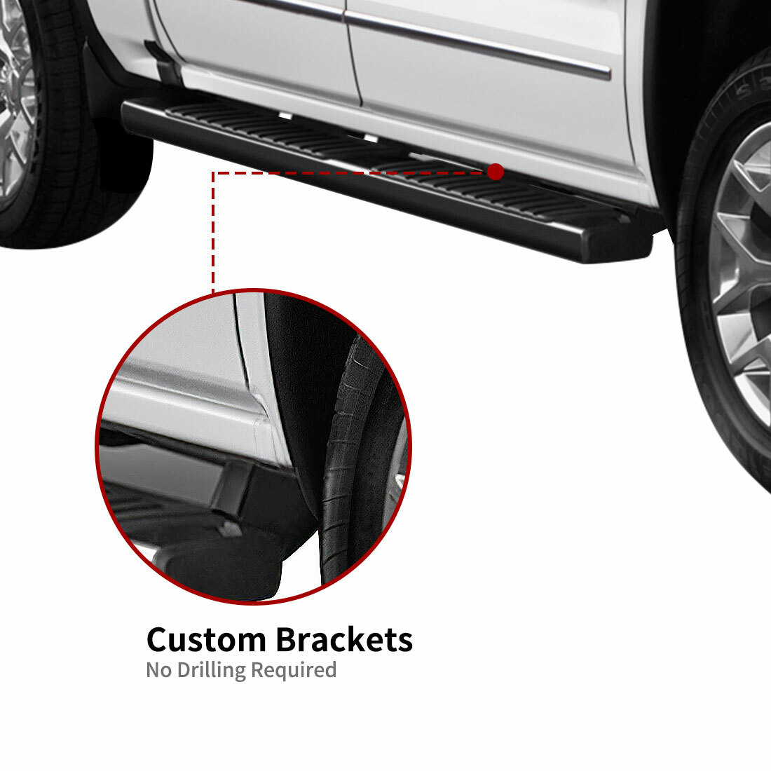 6" Running Board for 07-18 Chevy Silverado Sierra Crew Cab Side Steps Nerf Bars