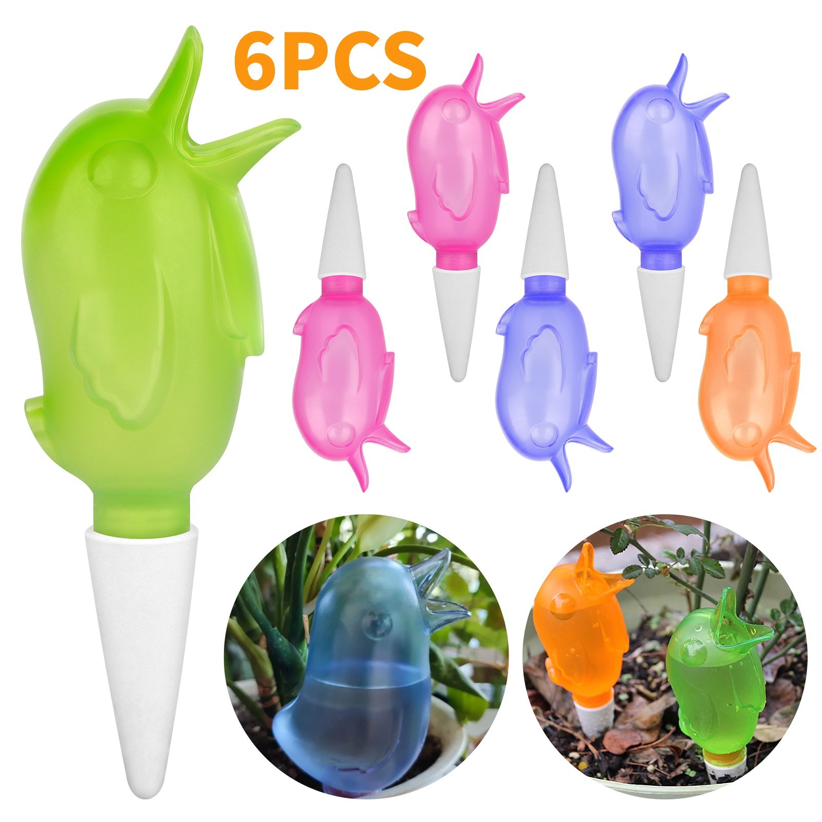 6PCS Plant Waterer Garden Self Bird Shape Automatic Drip Watering Spikes Devices