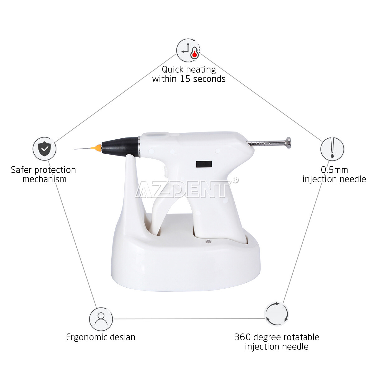 Dental Wireless Endo Obturation System Gutta Percha Heated Pen Gun Needles Tips